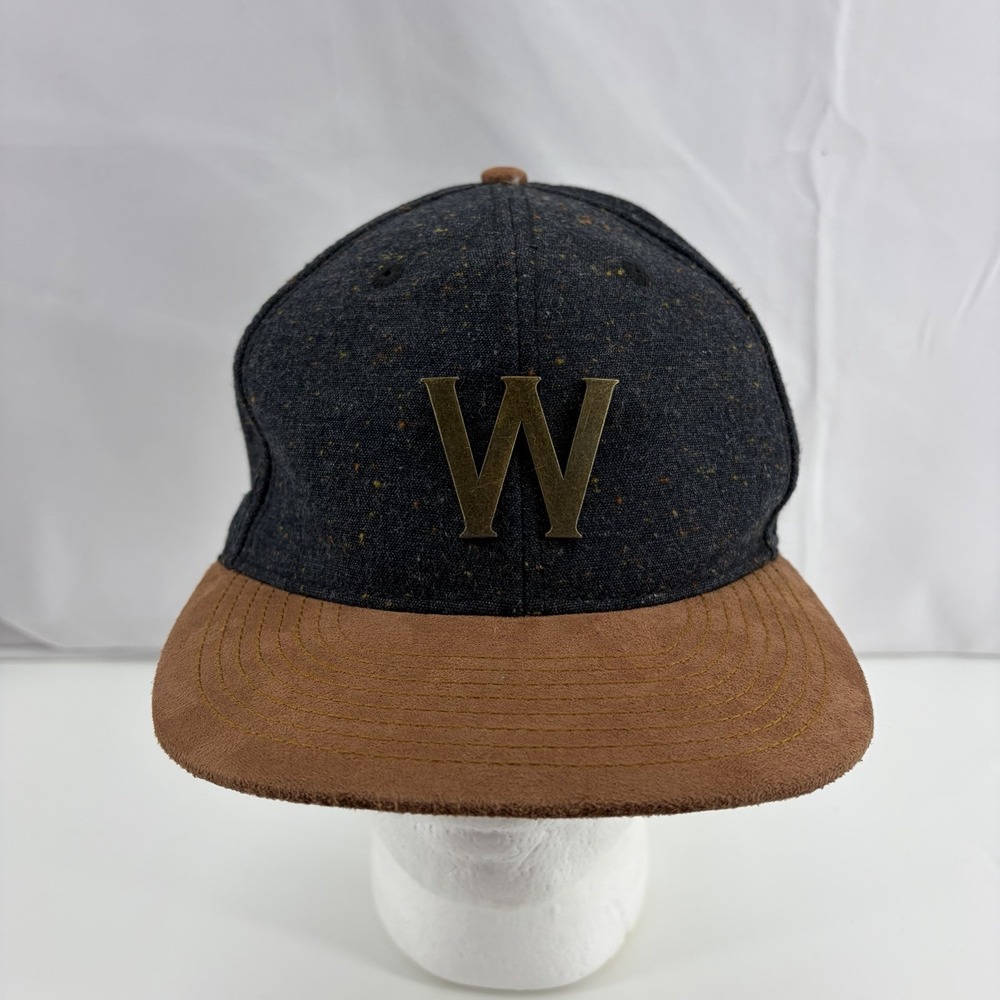 H&M Adjustable Snapback Faux Suede Bill Brass W Deco Hat Cap One Size
